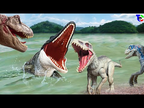 T-REX Vs INDOMINUS Vs MOSASAURUS 🦖 Jurassic World Final Battle | Dinosaur Toy Movie
