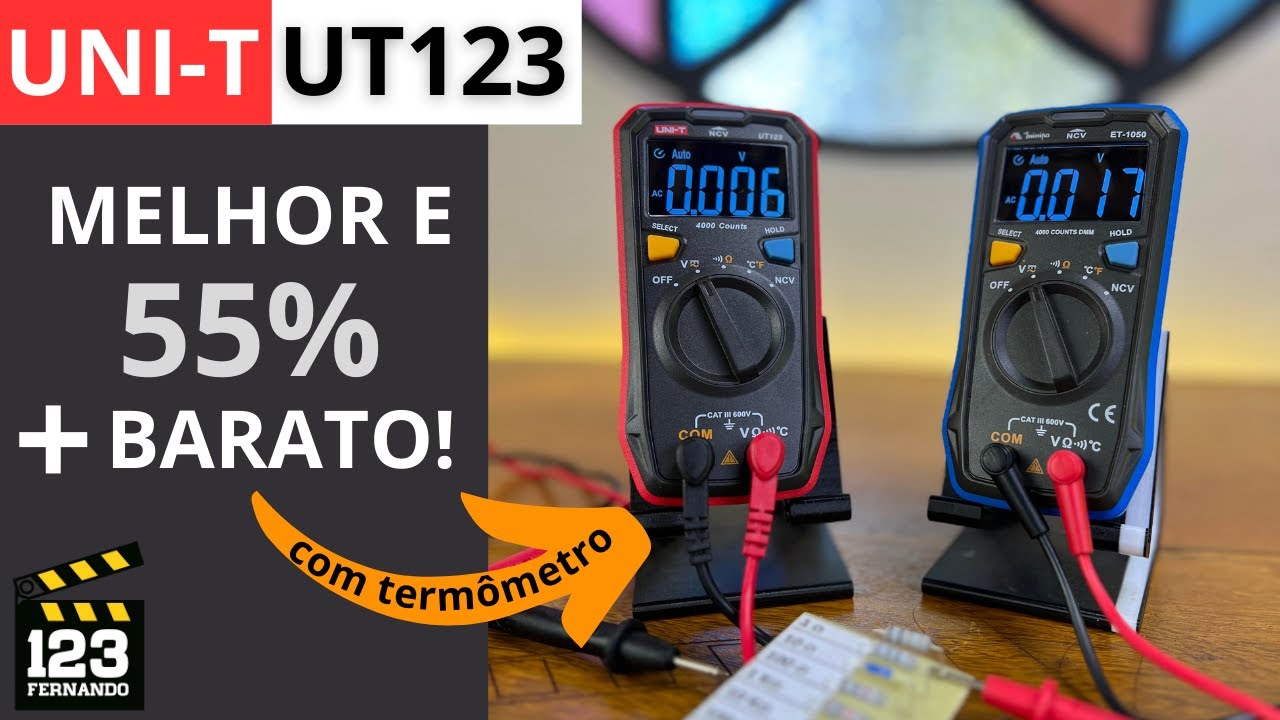 AINDA MELHOR E MAIS BARATO! MULTÍMETRO FÁCIL DE USAR UNI-T 123  MINIPA ET1050  COM FUNÇÃO TERMÔMETRO