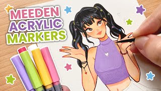 🍭 Trying Out New Markers / MEEDEN 72 Colors Acrylic Markers Review✨