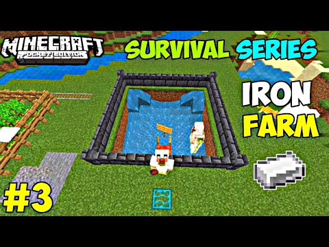 EP3 I MADE IRON FARM Minecraft MOBILE/PE Survival Series Gameplay 3 Hindi Mcpe Tutorial