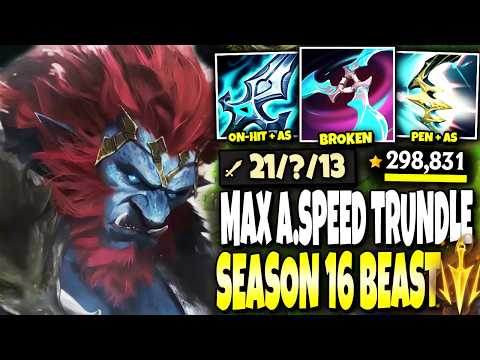 TRUNDLE BROKE Season 16 Top Lane with this MAX ATTACK SPEED BUILD: 290.000+ TOTAL DMG | s16 Gameplay