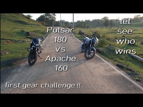 Pulsar 180 BS4 vs Apache 160 BS3 | first gear challenge | top speed in first gear