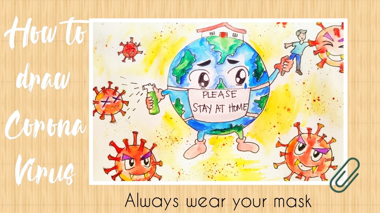 How to draw coronavirus | covid-19 | stay at home
