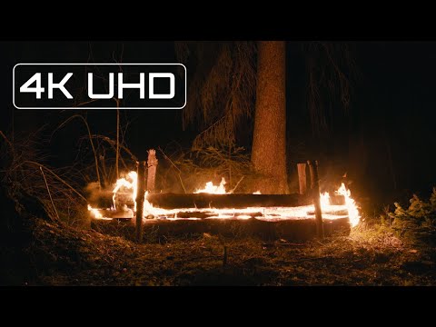 4K RELAXATION // ALL NIGHT LONG LOG FIRE // BURNING IN DARK FOREST // CAMPFIRE // NORTHERNFIRES
