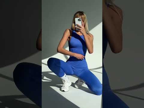 Лосины в рубчик для фитнеса с пуш-ап и с утяжкой синий (электрик) цвет, размер SM (с видеообзором) - фото 1 - id-p2299852296