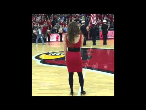 Gabrielle barker sings the National anthem Louisville basketball game January 14, 2016