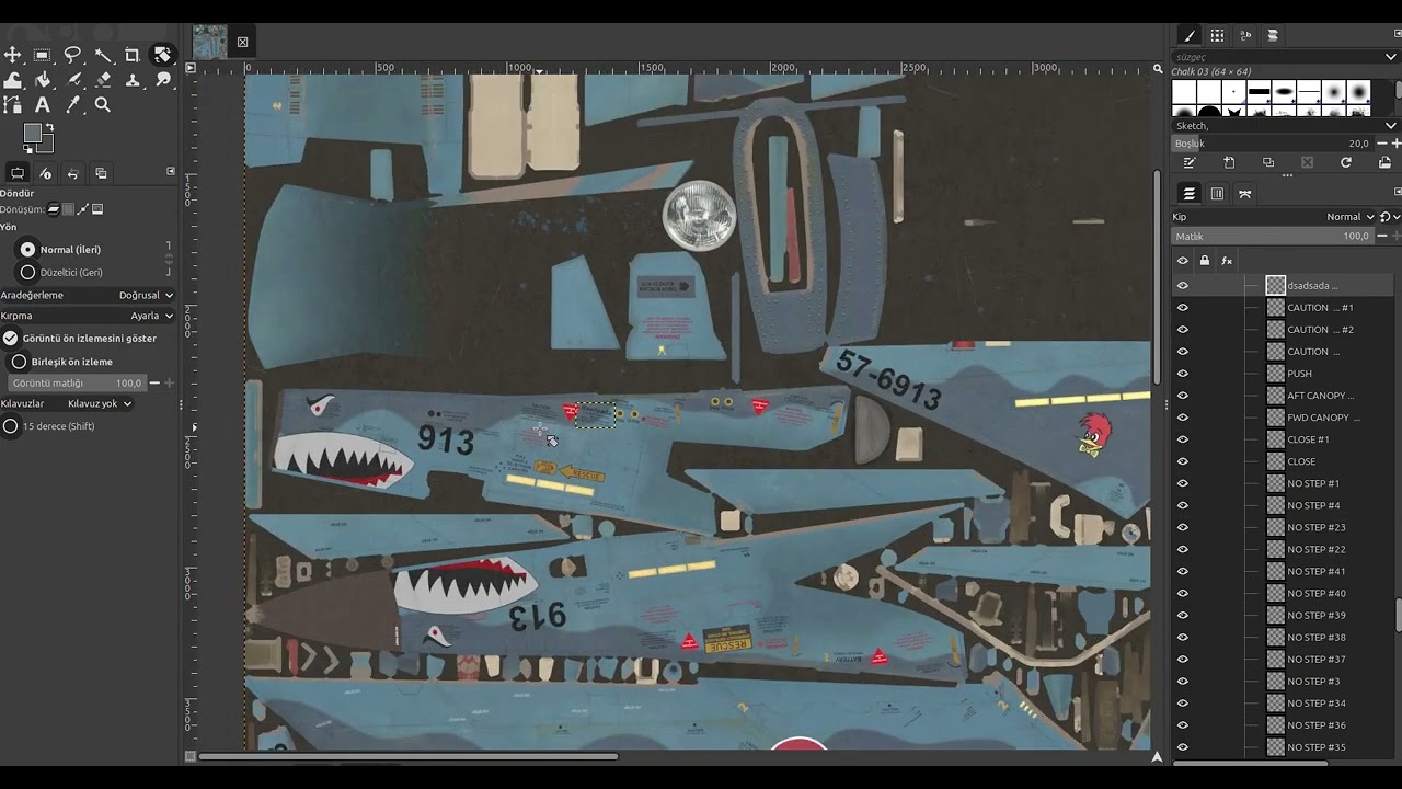 F4 Phantom 2 - Decalque Kai Texture-Totalmente Rigged-Changeble -Texto Modelo 3D