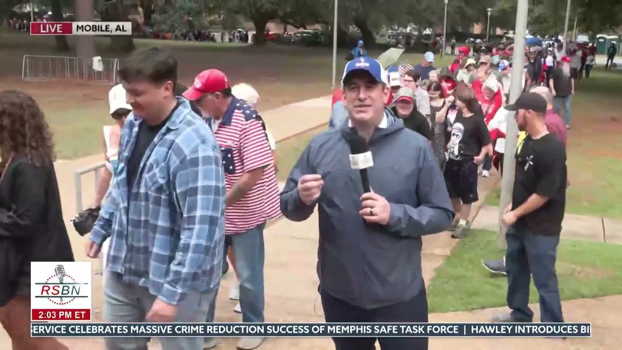 USA! USA! Massive Line of Patriots Begin Enterering Trump Rally in Mobile, AL - 10/2/2026