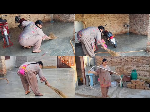 Floor cleaning vlog|Pakistani woman floor cleaning washing routine work|Pakistani village routinlife