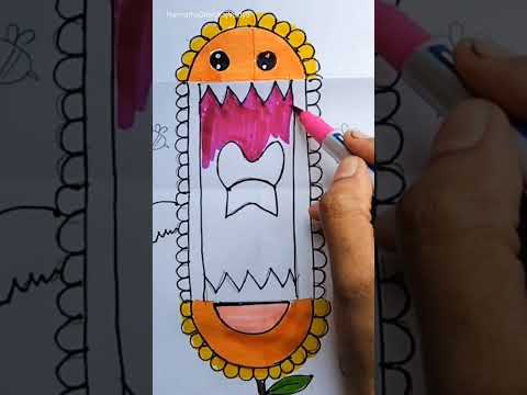 How To Draw A Funny Flower Monster Folding Surprise #shorts #youtubeshorts #kids#cartoon