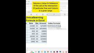 Download lagu Index Formula in Excel | Index Function in Excel | #index #indexformula #microsoftexcel #tips #trick mp3