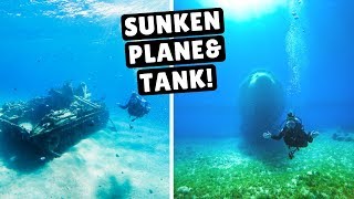 DIVING IN THE RED SEA! Sunken Plane &amp; Military Tank | Aqaba, Jordan - YouTube