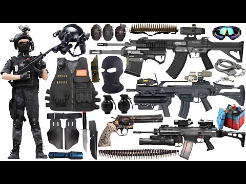 Special Forces military toy gun set unboxing, Assault rifle, heavy machine gun, sniper rifle, pistol