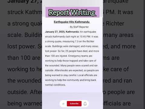 Earthquake Hits Kathmandu | Report Writing | The Paragraph Lab |