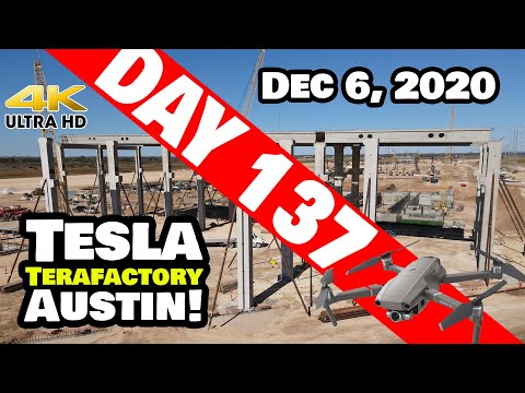 Tesla Gigafactory Austin 4K  Day 137 - 12/6/20 - Terafactory Texas - BUSY SUNDAY + BONUS & LAND ART!
