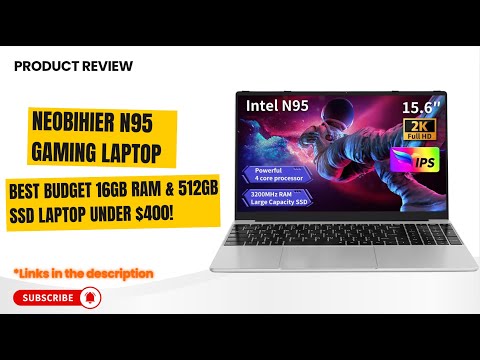 NEOBIHIER Gaming Laptop, N95 up to 3.4GHz, 16GB RAM, 512GB SSD, 15.6" 2K Display, Fingerprint Unlock, Slim & Lightweight Laptop for Work & Study, Gray video review thumbnail