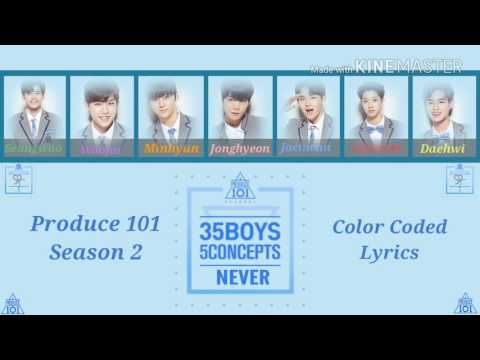 Nation's son - Never Color Coded Lyrics [Produce 101 Season 2 / Kpop]