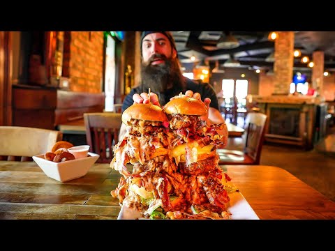 TEAK'S TWIN BURGER TOWER CHALLENGE...CHEF BETS $50 I WON'T WIN | FLORIDA PT.6 | BeardMeatsFood