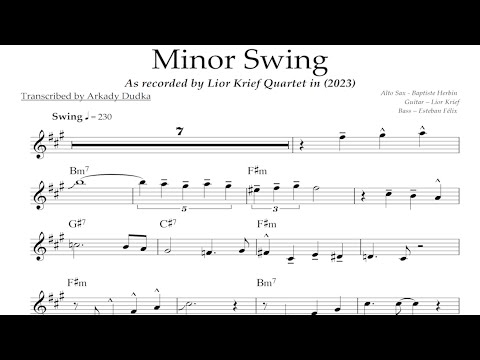 Minor Swing - Baptiste Herbin Solo Transcription (Eb). Transcribed by Arkady Dudka.