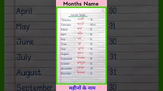 January February | Months Name | महीनों के नाम | Months of the year #shorts #january #february