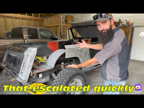 Fixing the quarter panel on the #fabrats jeepster. It was way worse than I thought