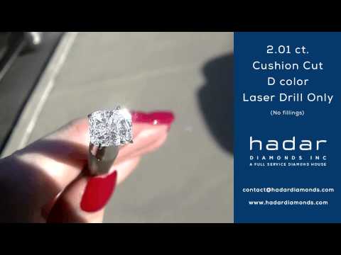 2+ Carat Cushion Cut Diamond | 2.01 ct., D color, Laser Drill Only