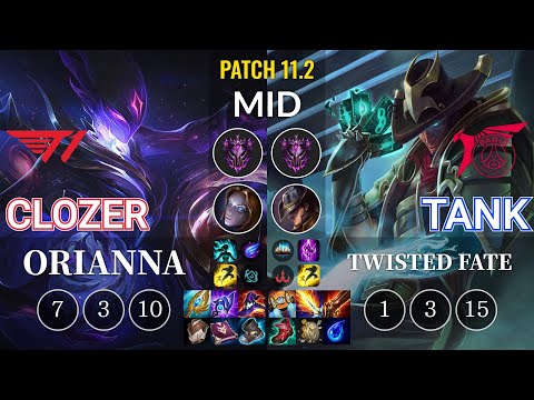 T1 Clozer Orianna vs TLN Tank Twisted Fate Mid - KR Patch 11.2