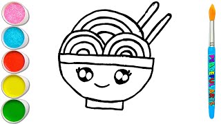 pasta🍝Drawing - How to Draw a Simple pasta Step By Step Very Easy - Cute pasta bowl Drawing