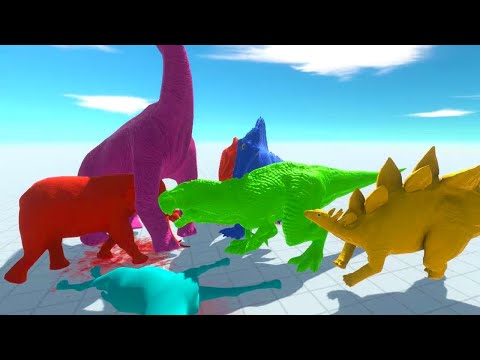 Green Trex (Alien) VS Blue Spinosaurus - Animal Revolt Battle Simulator Dinosaurs