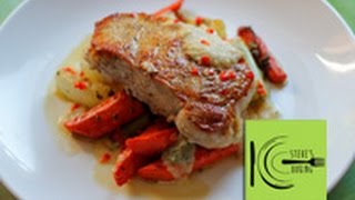 preview picture of video 'Pork Chops With Roasted Carrots, Fennel and Onion Sauce (stevescooking)'
