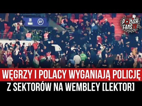 Węgrzy i Polacy wyganiają policję z sektorów na Wembley [LEKTOR] (12.10.2021 r)