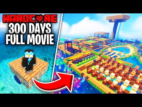 I Survived 300 Days ON A RAFT in Minecraft Hardcore!