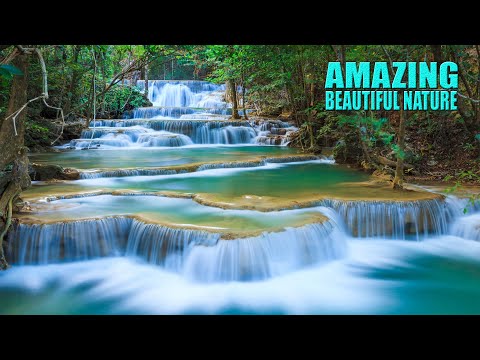 4K Fresh Waterfall - Natural White Noise Sounds - Flowing Water - 10 Hours - Relaxation/ Sleep Video