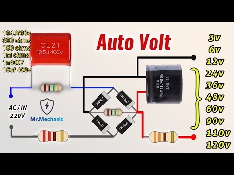 220 volt to 3/6/9/12/24/48/98/120/180 v. DC LED driver Circuit without Transformer - Multi Output