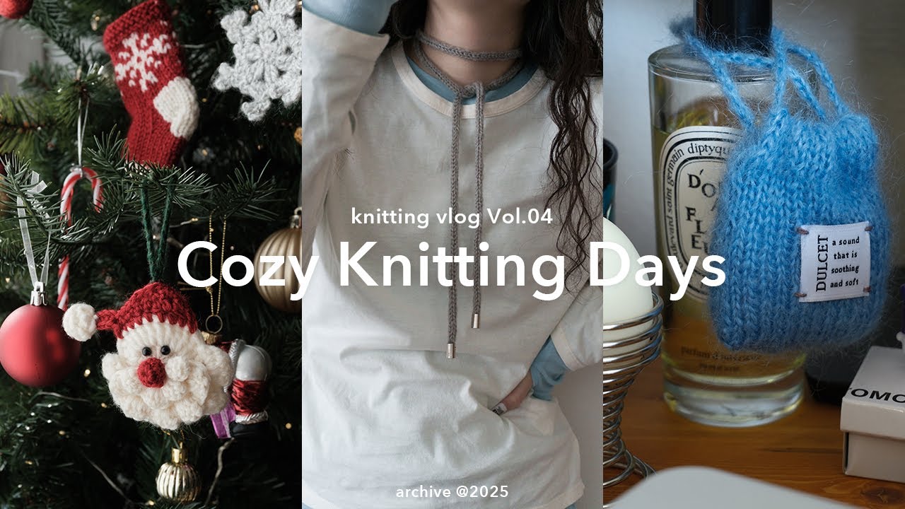 [Knitting Vlog ep4] クリスマスオーナメントや小物を編む日々🎄｜STRANGER THINGS｜編みぐるみ｜ニットチョーカー｜シュシュ｜購入品｜編み物初心者｜セルフネイル (sub)