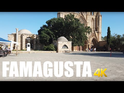 Famagusta old Walled City  , North Cyprus walking tour 4k 60fps