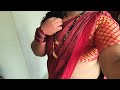Indian Crossdresser Wearing Saree Red Saree MTF Crossdresser