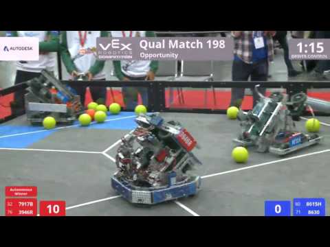 VEX Worlds 2016 - VRC Middle School - Opportunity - Qual 198 (7917B 3946R) 133 vs 70 (8615H 8630)