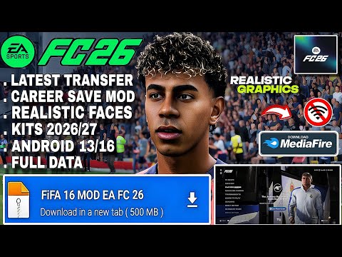 2026 UPDATE! FIFA 16 MOD EA FC 26 Android Offline | Can Career Mode + All Tournaments HD GRAPHICS 
