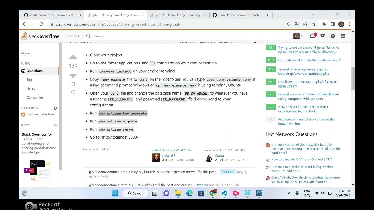 How to clone a laravel repository from Git-hub and use it