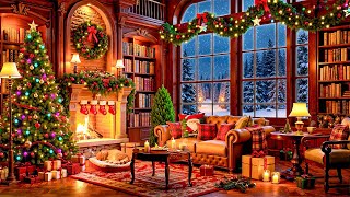 Warm Fireplace Ambience at Cozy Christmas Coffee Shop🔥Relaxing Christmas Jazz Music for Good Mood