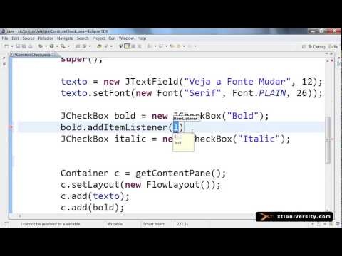 Universidade XTI - JAVA - 081 - GUI, JCheckBox e ItemListener