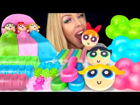 ASMR POWERPUFF GIRLS CAKE, KONPEITO CANDY CLOUD MUKBANG 먹방 HUNNIBEE 꿀벌