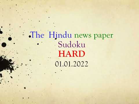 Hard Sudoku from The Hindu news paper 01/01/2022