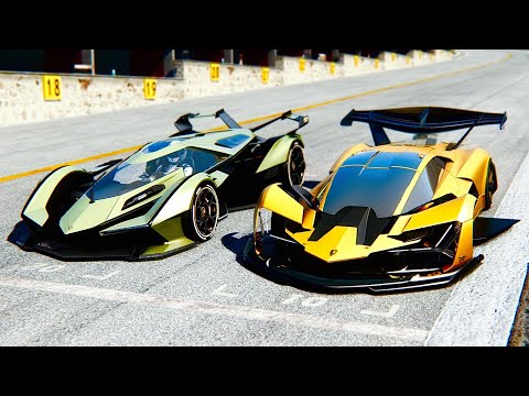 Lamborghini Terzo Millennio GTR Concept vs Lamborghini V12 Vision GT at Drag Race 20 KM
