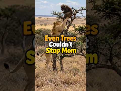 This Lioness Climbed Straight Toward Her Cub's Kidnapper.#lioness #baboon #lioncub