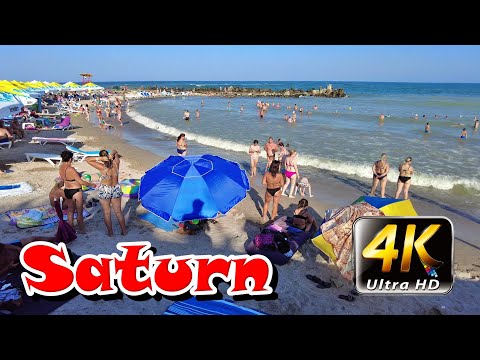 Valuri mari pe plaja din Saturn - Saturn beach with big waves, Romania - 4K - litoral vacanta mare