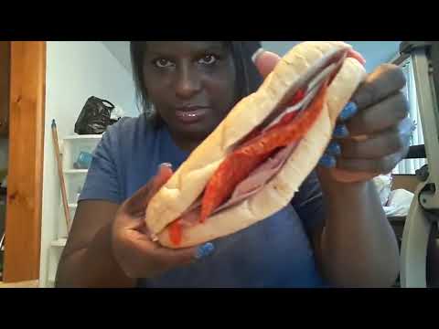 Asmr ham,salami and cheese sandwich long bread roll #Shorts