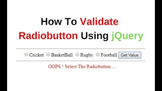 How To Validate Radio Button using jquery 3.3.1