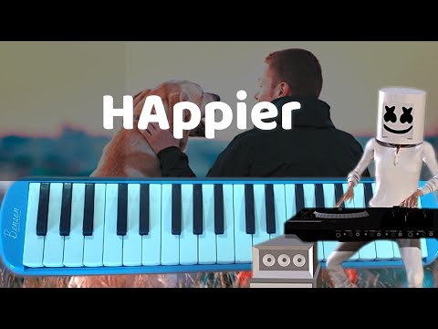 Como tocar HAPPIER en MELÓDICA  Marshmello ft Bastille 🎹🖤 Notas